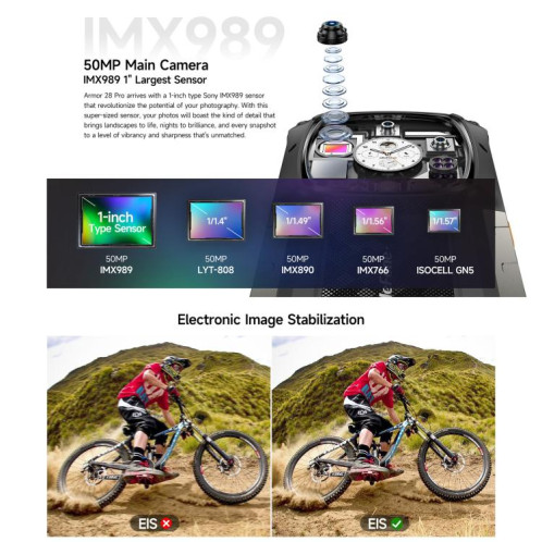  Téléphone robuste Ulefone Armor 28 Pro, 16 Go + 512 Go, vision nocturne, 10 600 mAh, écrans 6,67 pouces + 1,04 pouce, Android 15, MediaTek Dimensity 7300 Octa Core, réseau : 5G, NFC (noir) SU891B1607-025